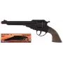 PULIO Cowboy Revolver Metall 8-Schuss Knallpistole - Schwarz/Silber mit braunen Griffen
