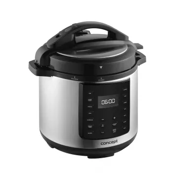 CONCEPT CK8001 Multikocher, 5L, 900W, 10 Programme, LED, antihaftbeschichteter Keramiktopf, Startzeitvorwahl, Warmhaltefunktion, Schwarz/Silber