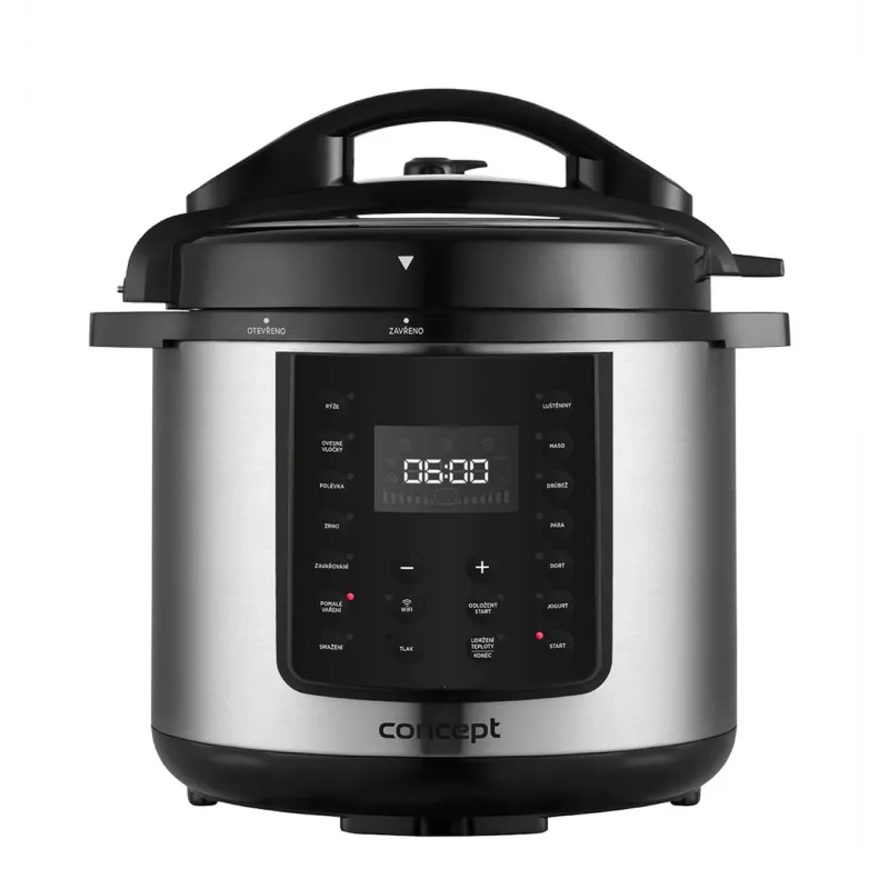 CONCEPT CK8001 Multikocher, 5L, 900W, 10 Programme, LED, antihaftbeschichteter Keramiktopf, Startzeitvorwahl, Warmhaltefunktion, Schwarz/Silber