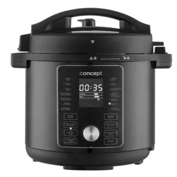 CONCEPT CK8000 Multikocher mit Heißluftfritteusen-Funktion, 6L Topf, 3,5L Korb, 1500W, 10 Programme, Schwarz/Silber