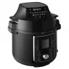 CONCEPT CK8000 Multikocher mit Heißluftfritteusen-Funktion, 6L Topf, 3,5L Korb, 1500W, 10 Programme, Schwarz/Silber