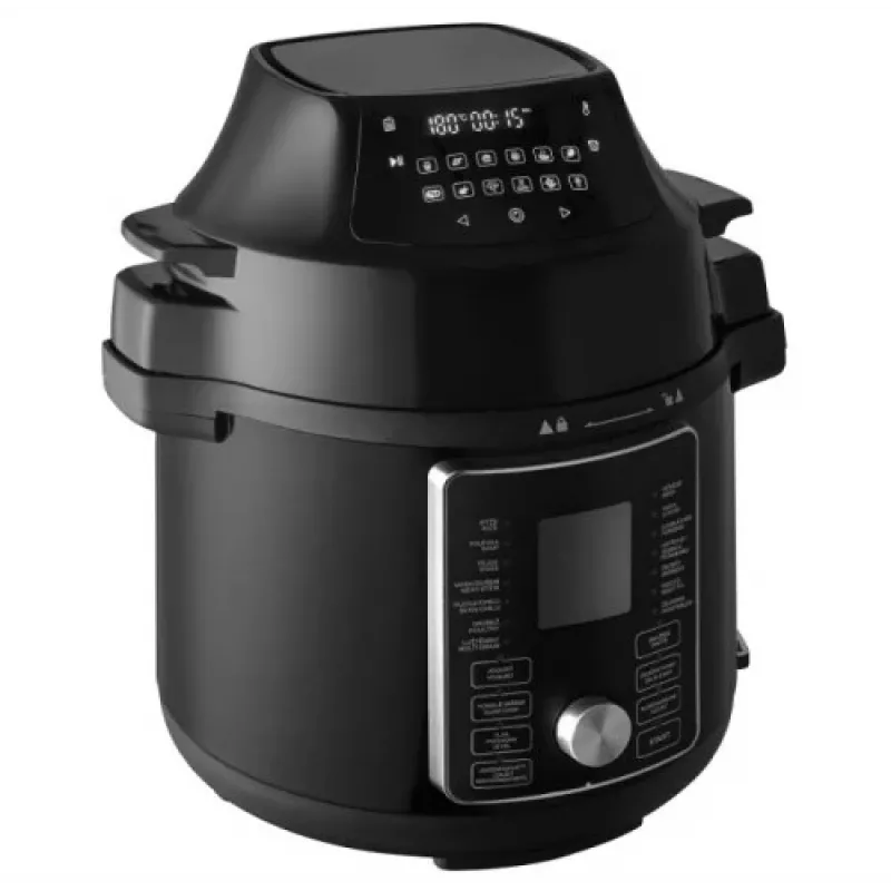 CONCEPT CK8000 Multikocher mit Heißluftfritteusen-Funktion, 6L Topf, 3,5L Korb, 1500W, 10 Programme, Schwarz/Silber