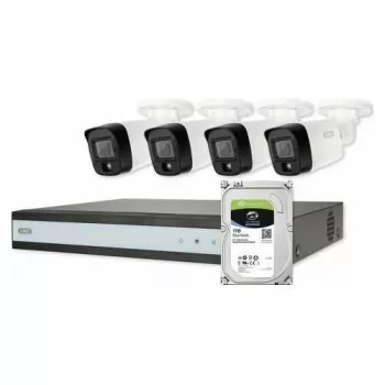ABUS Security-Center TVVR33843T Komplettset mit 4 analogen Mini-Tube-Kameras und Rekorder
