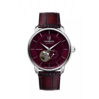 Zeppelin Bodensee 8166-5 Automatikuhr für Herren 40mm Edelstahl Schwarzes Zifferblatt Lederarmband