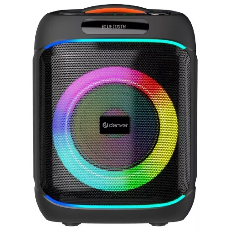 DENVER BPS-170 400W Bluetooth-Party-Lautsprecher mit RGB-Lichtern, TWS, Karaoke, FM-Radio, USB/SD/AUX/Mikrofon-Eingängen