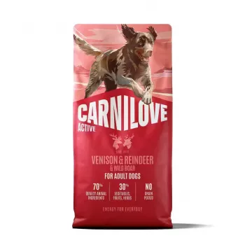 CARNILOVE ACTIVE Hundetrockenfutter mit Wild, Rentier und Wildschwein für aktive erwachsene Hunde aller Rassen 12 kg