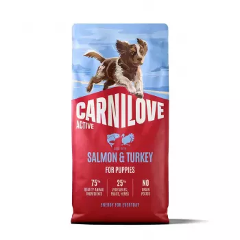 CARNILOVE ACTIVE Hundetrockenfutter mit Lachs & Truthahn für Welpen 12 kg