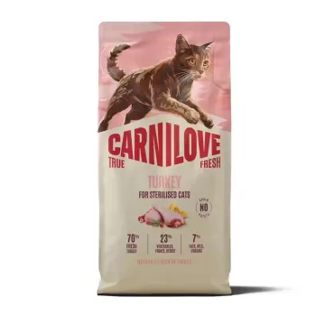 CARNILOVE TRUE FRESH Katzen-Trockenfutter Truthahn für sterilisierte erwachsene Katzen aller Rassen 400 g