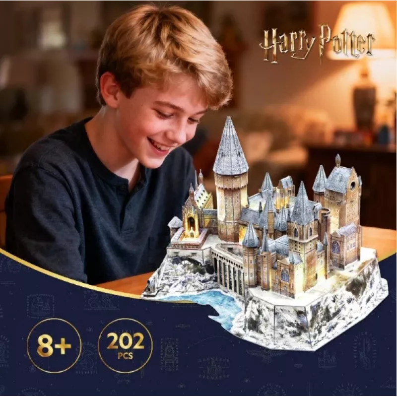 CUBIC FUN 3D Puzzle Harry Potter Hogwarts Große Halle & Astronomieturm mit LED-Licht – 850 Teile, Sammler-Modellbausatz