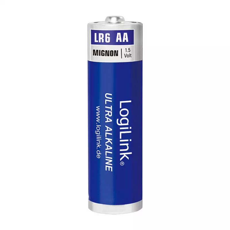 LogiLink Ultra Power Alkaline AA-Batterien, 8er-Pack Schrumpffolie, 1,5 V LR6, 10 Jahre Lagerfähigkeit