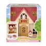 EPOCH Sylvanian Families Starter House - Red Roof Series Puppenhaus mit Freya Chocolate Rabbit und 10 Möbelstücken