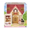 EPOCH Sylvanian Families Starter House - Red Roof Series Puppenhaus mit Freya Chocolate Rabbit und 10 Möbelstücken