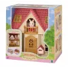 EPOCH Sylvanian Families Starter House - Red Roof Series Puppenhaus mit Freya Chocolate Rabbit und 10 Möbelstücken