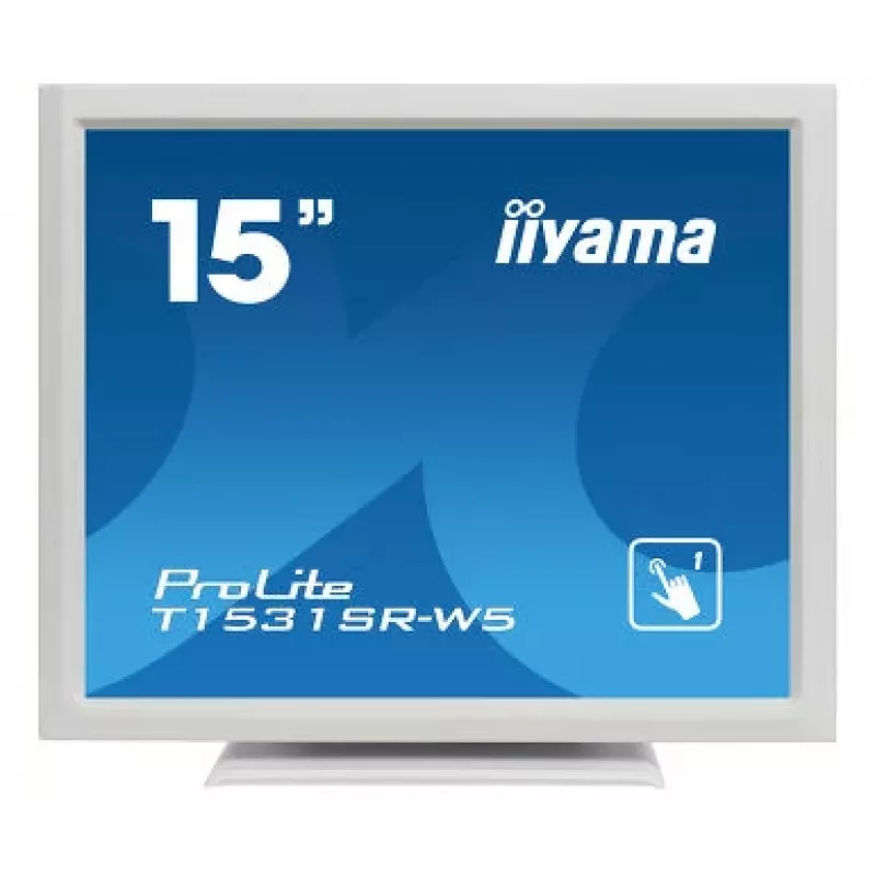 Iiyama ProLite T1531SR-W5 15 inch XGA 4:3 5-Draht-Resistiv-Touchscreen-LED-Monitor, Weiß