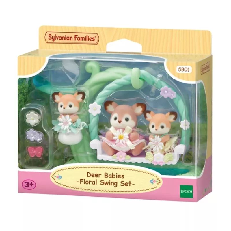 Sylvanian Families Rehkitz Babys mit Blumen-Schaukel Spielset