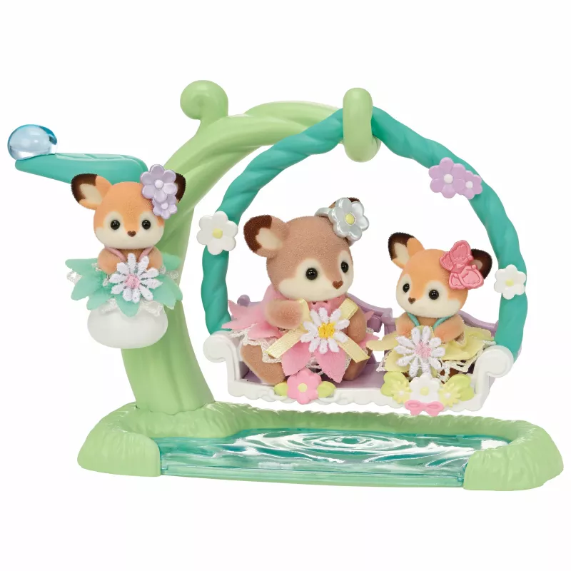 Sylvanian Families Rehkitz Babys mit Blumen-Schaukel Spielset