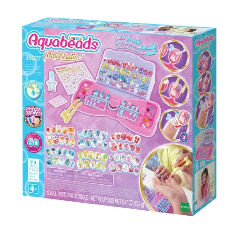 EPOCH Aquabeads Nail Studio Starter Set - Wasseraktiviertes Perlen-Nagelkunst-Set für Kinder, über 100 Designs, wiederverwendbare Nägel, ohne Kleber, ab 4 Jahren