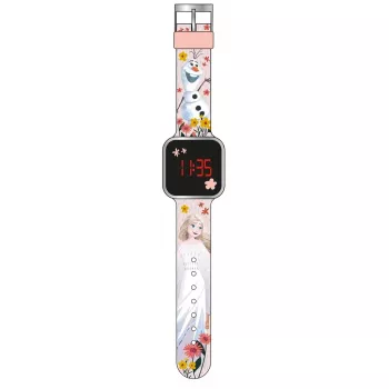 PULIO Digital Uhr LED Diakakis - Frozen Kinderuhr mit rotem LED-Display, blaues/lila Silikonarmband, offizielles Disney Frozen Thema