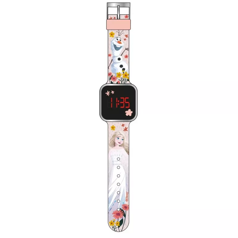 PULIO Digital Uhr LED Diakakis - Frozen Kinderuhr mit rotem LED-Display, blaues/lila Silikonarmband, offizielles Disney Frozen Thema