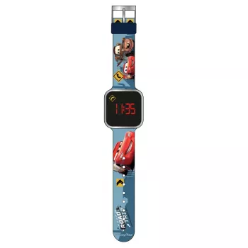PULIO Kinder-Digitaluhr mit LED-Anzeige - Disney Pixar Cars Motiv, Rot/Schwarz