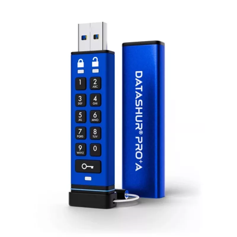 iStorage datAshur PRO+A 32GB USB 3.2 Gen 1 Hardware-verschlüsselter USB-Stick mit PIN-Authentifizierung, FIPS 140-3 Level 3, IP68, Brute-Force-Schutz