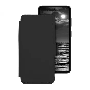 dbramante1928 Lynge ICON Flip Case für Samsung Galaxy S26 – MagSafe-kompatibel, Vollnarbenleder, Mitternacht