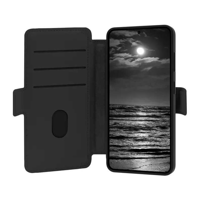 dbramante1928 Lynge ICON Flip Case für Samsung Galaxy S26 – MagSafe-kompatibel, Vollnarbenleder, Mitternacht