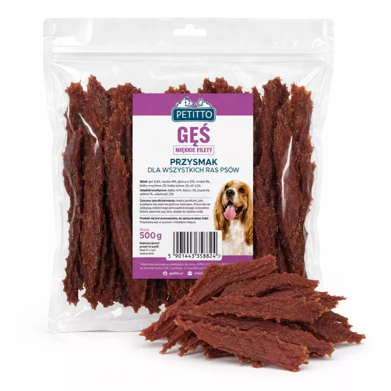 PETITTO Weiche Gänsefilets für Hunde 500g