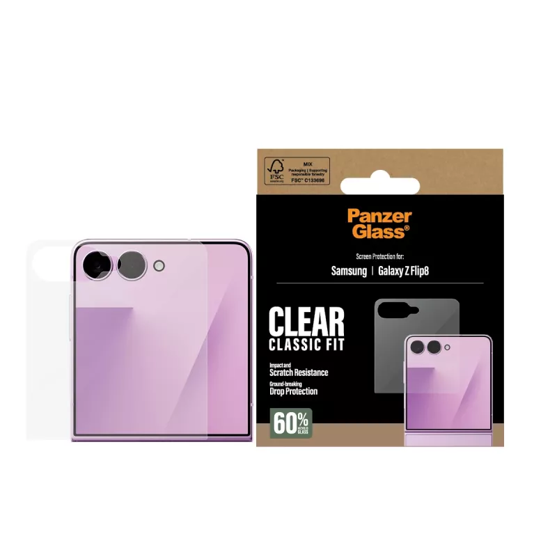 PanzerGlass Displayschutz für Samsung Galaxy Z Flip8 Sub-Display - Gehärtetes Glas, 9H, kratz- und stoßfest, Trockenanwendung, kristallklar
