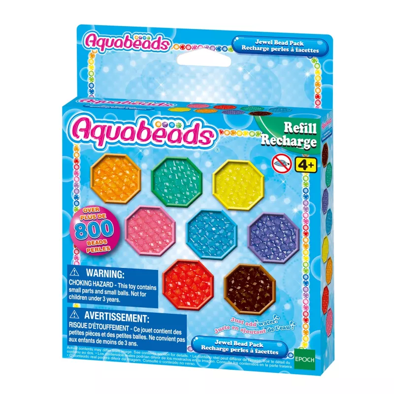 EPOCH Aquabeads Glitzerperlen Nachfüllset - 800 Perlen in 8 Farben