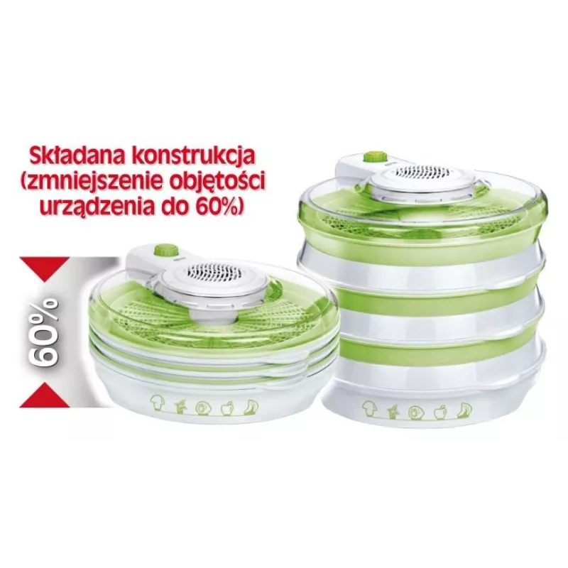 MPM Pilztrockner MSG-06 - 5-Etagen Dörrgerät, 250W, einstellbare Temperatur 35-70°C, Weiß