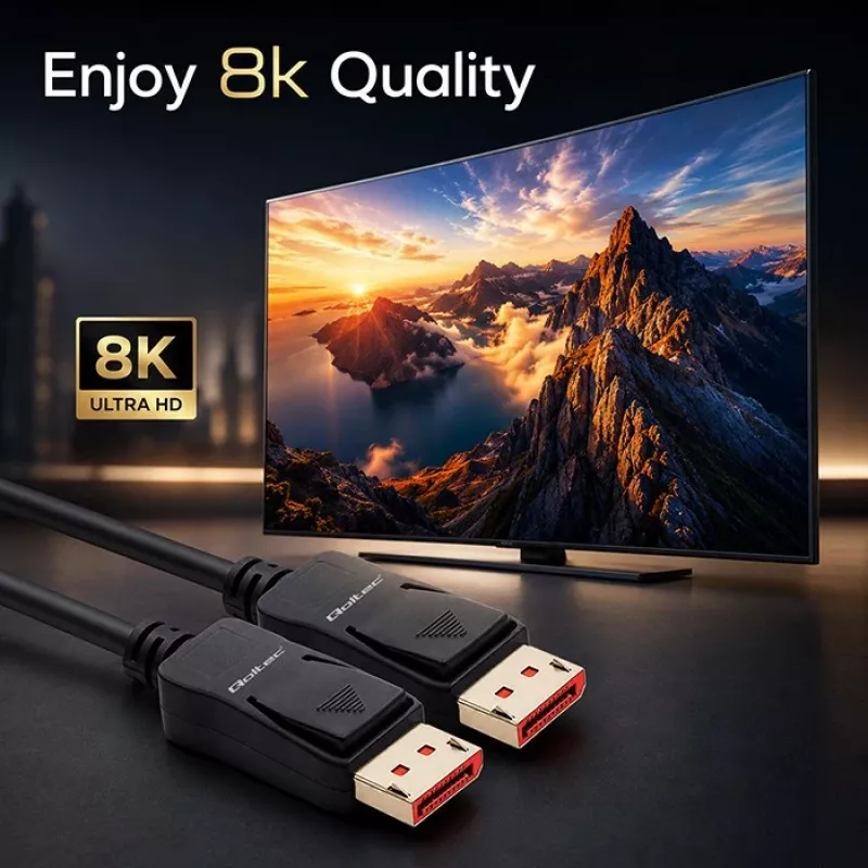 QOLTEC DisplayPort-Kabel M/M v2.1 54G 0,5 m