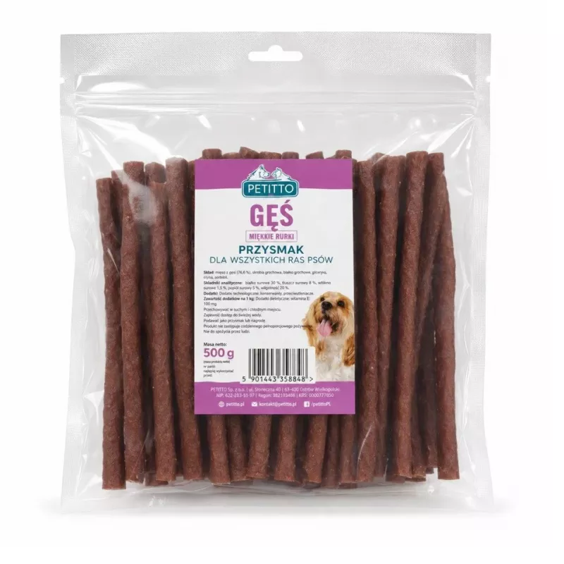 PETITTO Weiche Gänsestreifen Hundesnacks 500 g