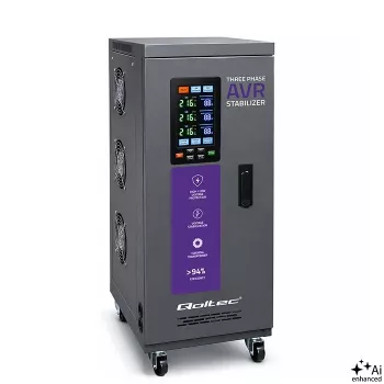 Qoltec Dreiphasen-Spannungsstabilisator AVR MULTIPROTECTION 10kVA ±3% Servomotor 3F LCD Expert Line