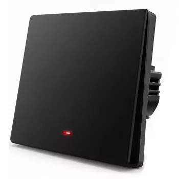 Qoltec 52722 Smart-WLAN-Lichtschalter, 1-Kanal, Touchpanel, Timer, Tuya/Smart Life, Schwarz