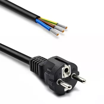 QOLTEC 54598 Schuko CEE 7/7 auf abisolierte & verlötete Stromkabel 3m H05VV-F 3x1,0mm² Schwarz