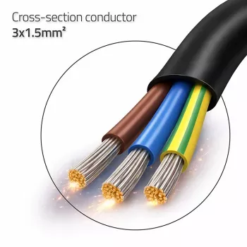 QOLTEC 54598 Schuko CEE 7/7 auf abisolierte & verlötete Stromkabel 3m H05VV-F 3x1,0mm² Schwarz
