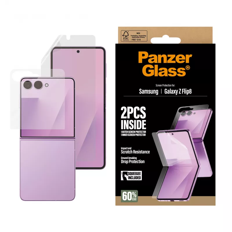 PanzerGlass PG65143 Samsung Galaxy Z Flip5 Hauptdisplay Panzerglas Displayschutz mit TPU-Folie