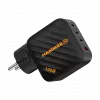 HAMMER RapidCharge 100W GaN-Netzteil, 2x USB-C PD 100W + 1x USB-A QC 30W, Schwarz
