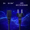QOLTEC 54627 Schuko auf IEC C13 Netzkabel 3m 3x1mm² Schwarz
