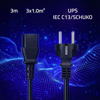 QOLTEC 54627 Schuko auf IEC C13 Netzkabel 3m 3x1mm² Schwarz