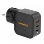 HAMMER RapidCharge 65W GaN-Netzteil - 2x USB-C PD, 1x USB-A QC, Schwarz
