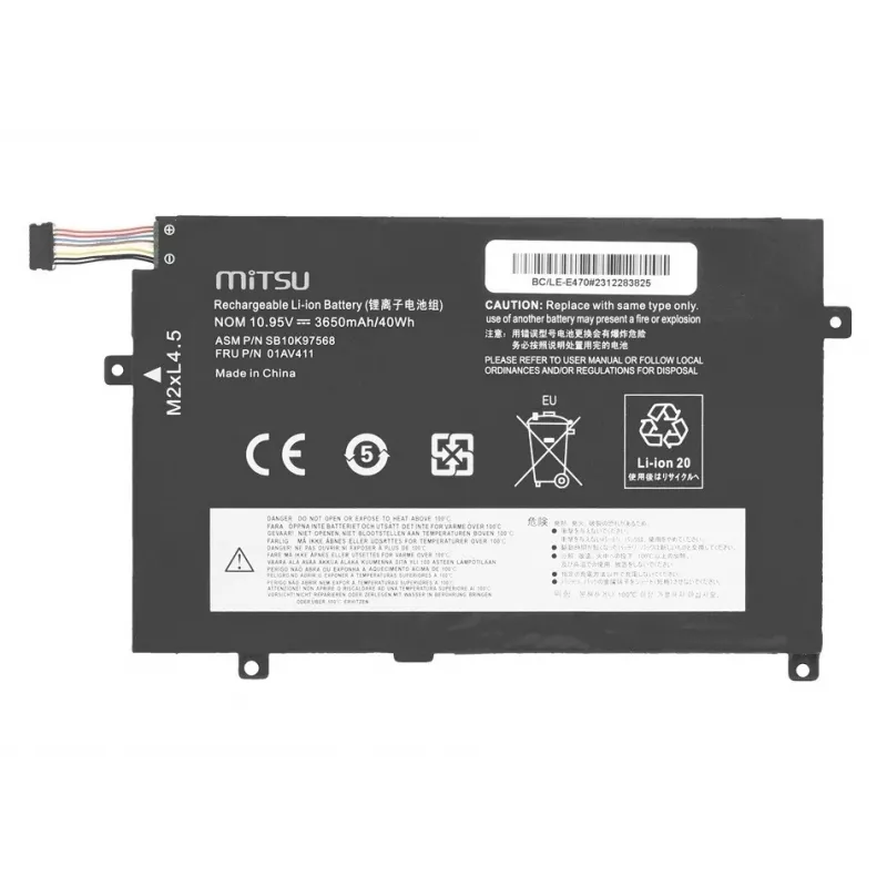 MITSU Akku 01AV411 für Lenovo ThinkPad E470 E475 3650 mAh (40 Wh) 10,95 V