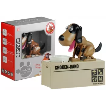 LEAN TOYS Hund Sparschwein Roboter Münzfresser Spielzeug Geldbox Braun - Schwarz