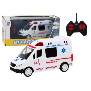 LEAN TOYS 1:16 RC Krankenwagen mit Licht und Sound - Weiß