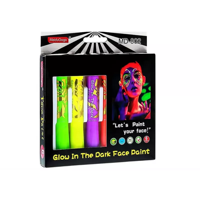 LEAN TOYS Gesichtsbemalungsset Neon Fluoreszierende Stifte 6 Stück