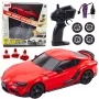 LEAN TOYS Drift-Sportwagen mit austauschbaren Rädern, ferngesteuert, RC 4WD, Rot, Maßstab 1:10