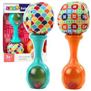 LEAN TOYS Set aus Rasseln mit Softball-Mustern Orange Grün 2 Stück