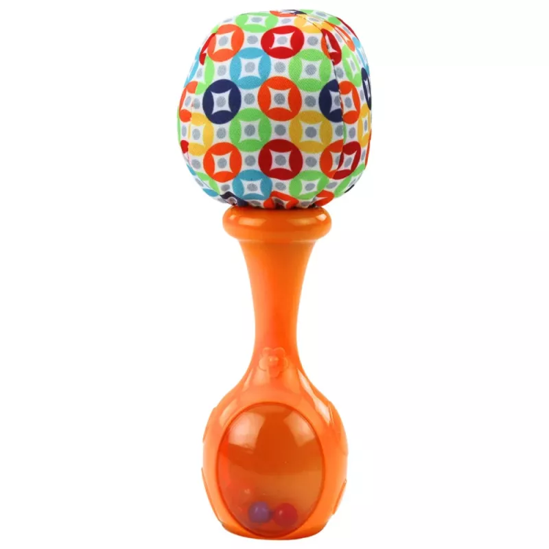 LEAN TOYS Set aus Rasseln mit Softball-Mustern Orange Grün 2 Stück