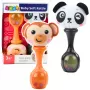 LEAN TOYS Rassel-Set mit weichen Bällen, Affen- und Panda-Motiven, 2 Stück